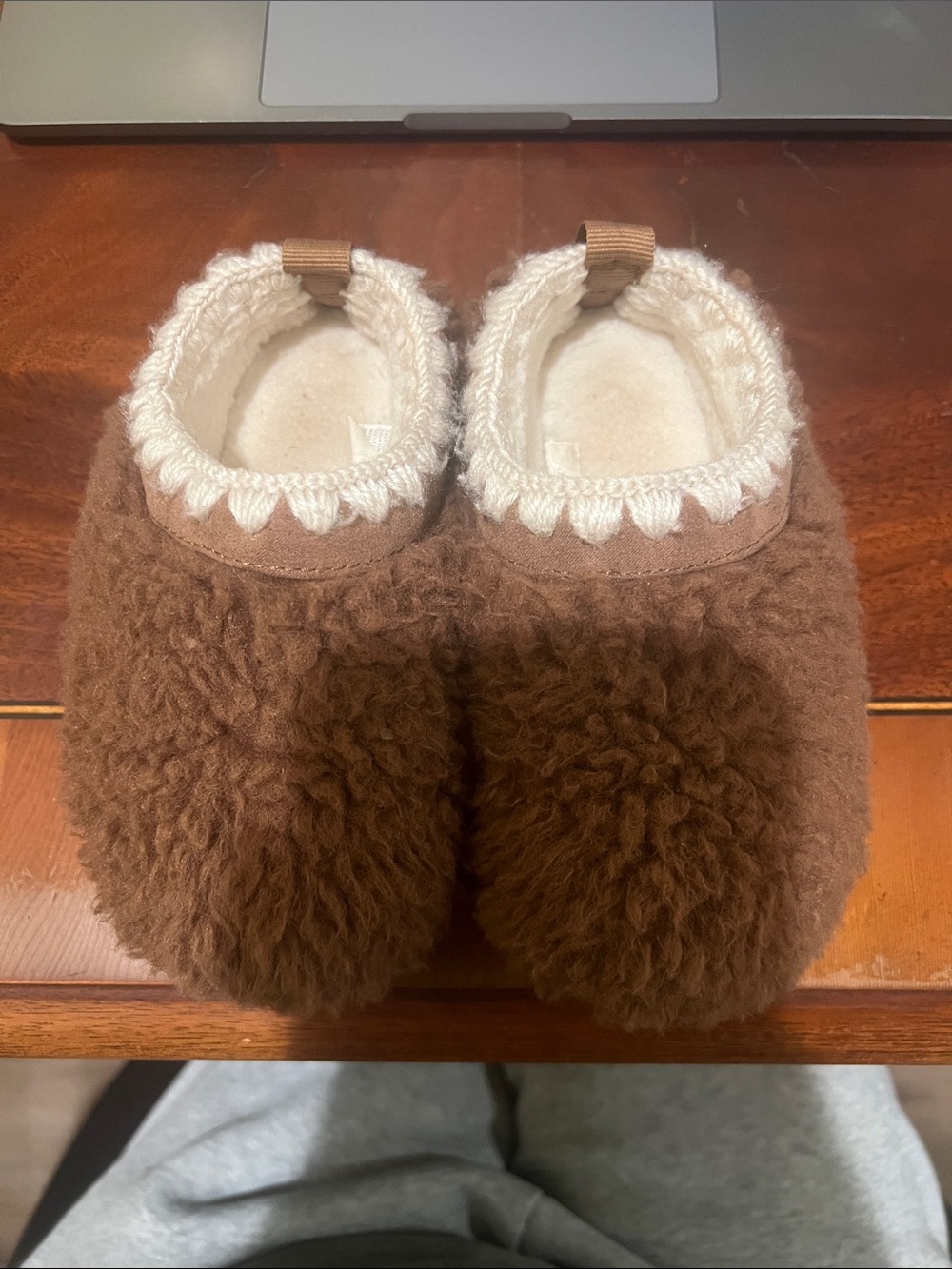 Cat & Jack Brown Faux Fur Baby Slippers